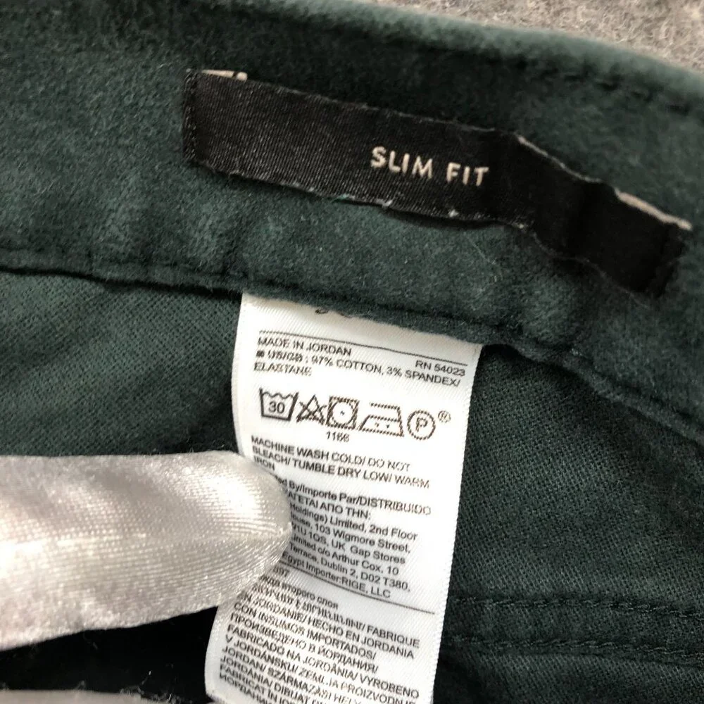 Banana Republic Traveler Pants Mens 34x29‎ Slim Fit Brushed Twill Emerald Green